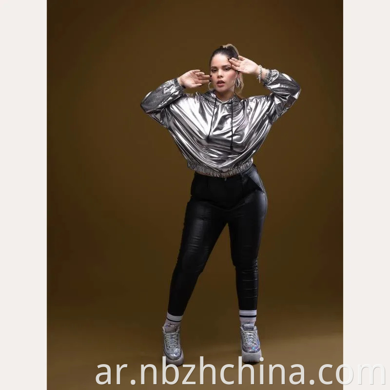 Womens Silver Coated Sweatshirts Hoodies